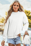 Apricot Oversize Drop Shoulder Reversible Mock Neck Sweatshirt