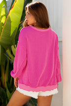 Myosotis Twisted Rib Uneven Hem Drop Shoulder Loose Knit Top