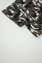 Green Camouflage Print Splashed Distressed Loose Denim Pants