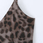 Spicy leopard print elastic mesh sleeveless suspender dress