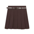 Style Solid Color Belted A-line Skirt for Women