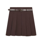 Style Solid Color Belted A-line Skirt for Women