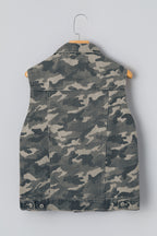 Green Camo Cargo Denim Vest