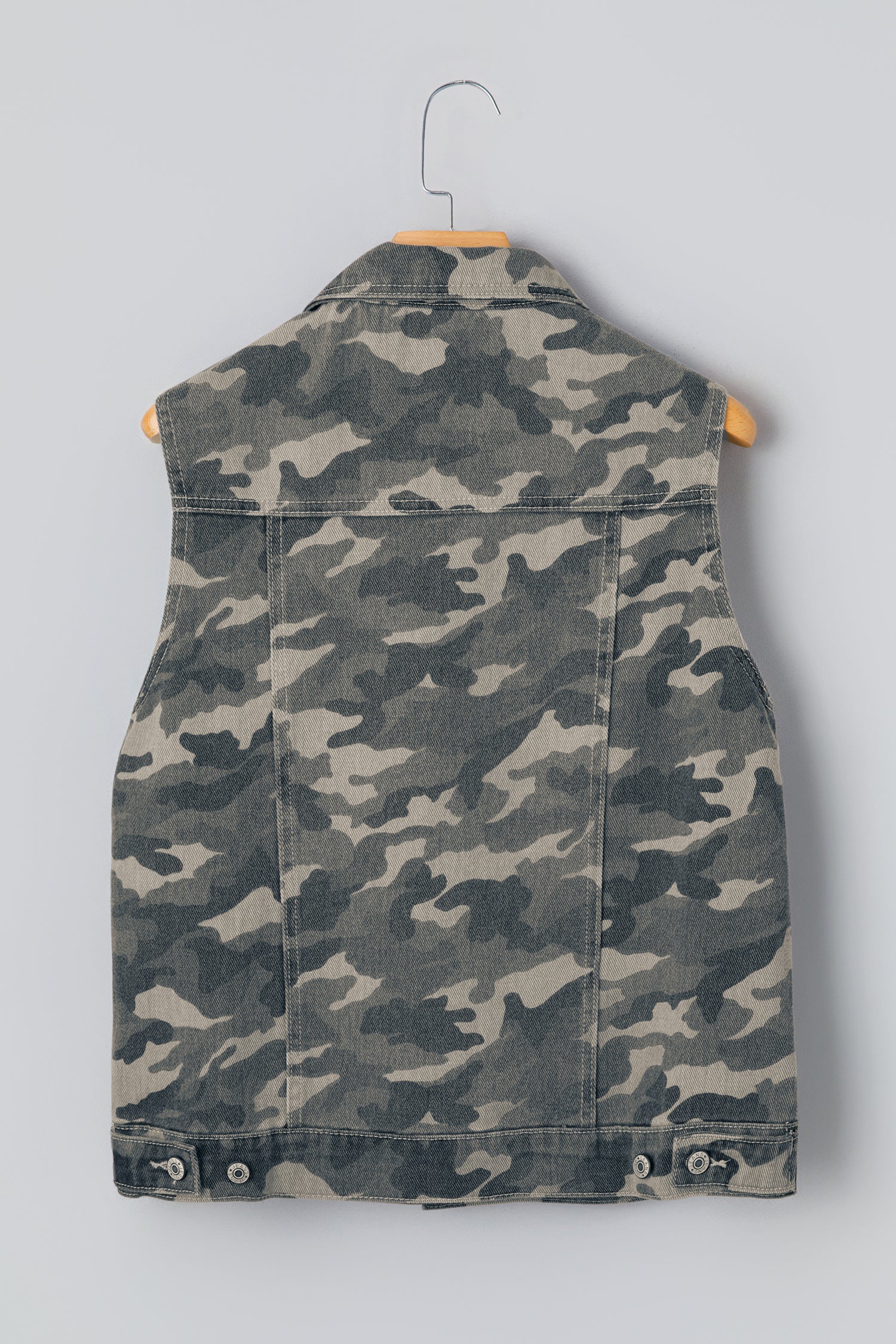 Green Camo Cargo Denim Vest