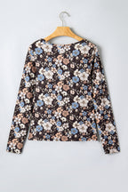 Brown Leopard Print Slim Long Sleeve T Shirt