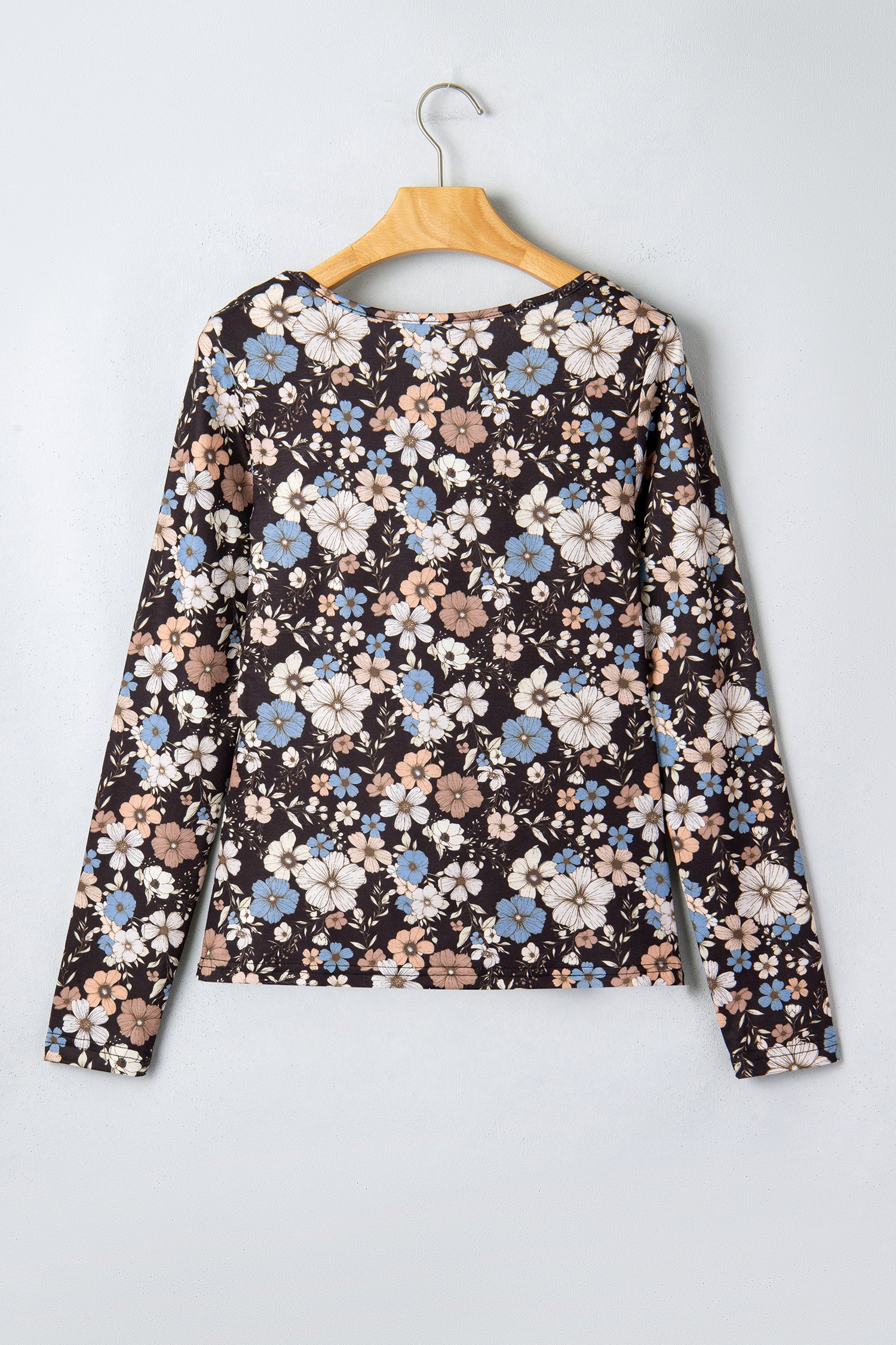 Brown Leopard Print Slim Long Sleeve T Shirt