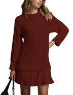 Comfortable Casual Fashion Knit Sweater with Cable Pattern for Women