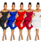 Fashion Women's Solid Color Sleeveless Ruffle Hem Mini Dress