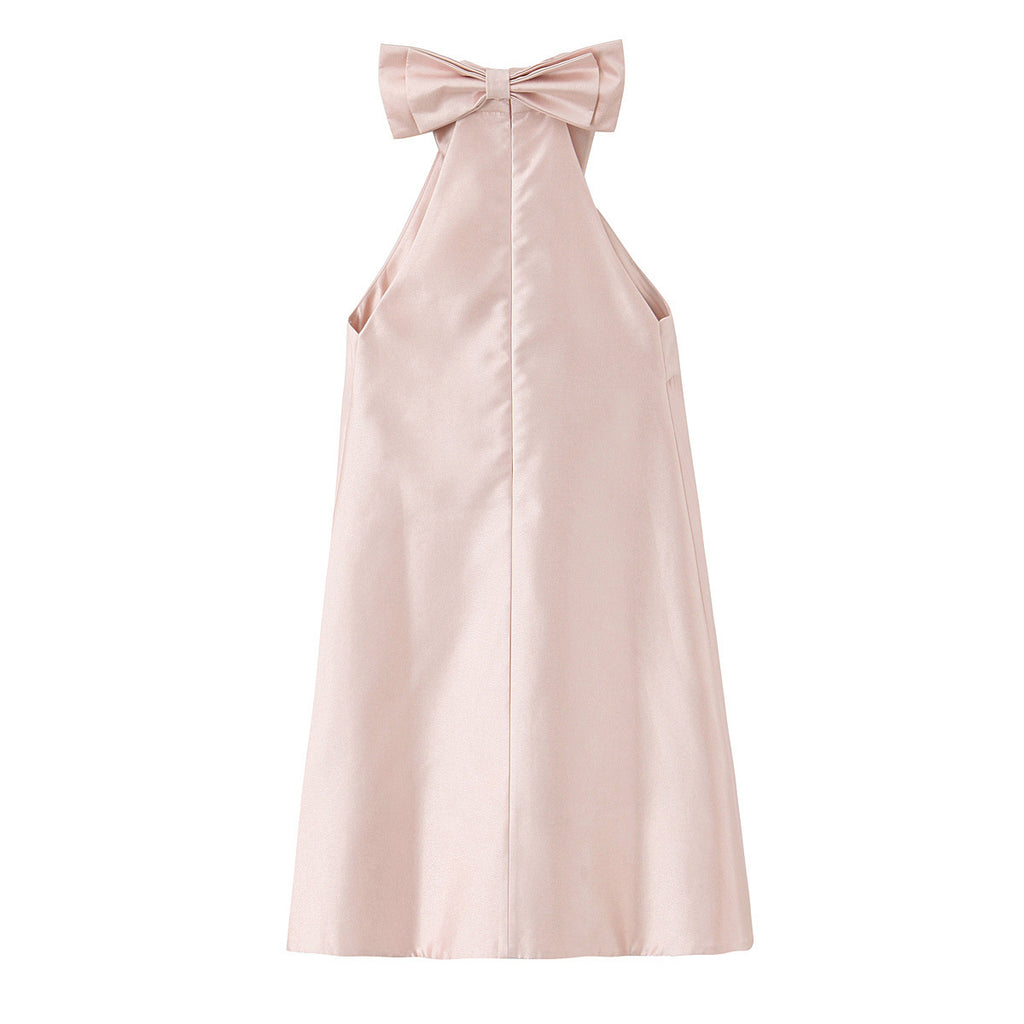 Elegant Satin Off-Shoulder Backless Bow Short Dress for Women
