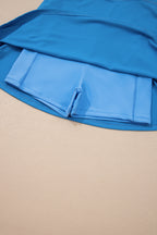 Blackish Green Color Block Edge Ribbed Pocketed Lined Swim Dress