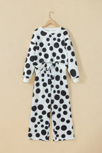 Khaki Polka Dot Long Sleeve Top Drawstring Relaxed Pants Set