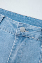 Beau Blue High Rise Barrel Relaxed Patch Pocket Jeans