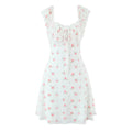 Style Lace Tie-Back Ruffle Waist Printed Dress