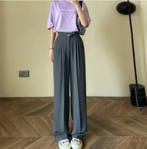 Wide Leg Pants Women Summer Lightweight High Waist Drapey Floor-Length Slim Straight Leg Casual Petite Suit Pants Versatile