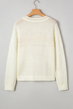 White BEACH Hollow Out Knitted Lightweight Dolman Sweater