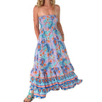 Style Sexy Fitted Multi-layer Ruffle Tiered Strapless Long Dress for Women