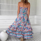 Style Sexy Fitted Multi-layer Ruffle Tiered Strapless Long Dress for Women