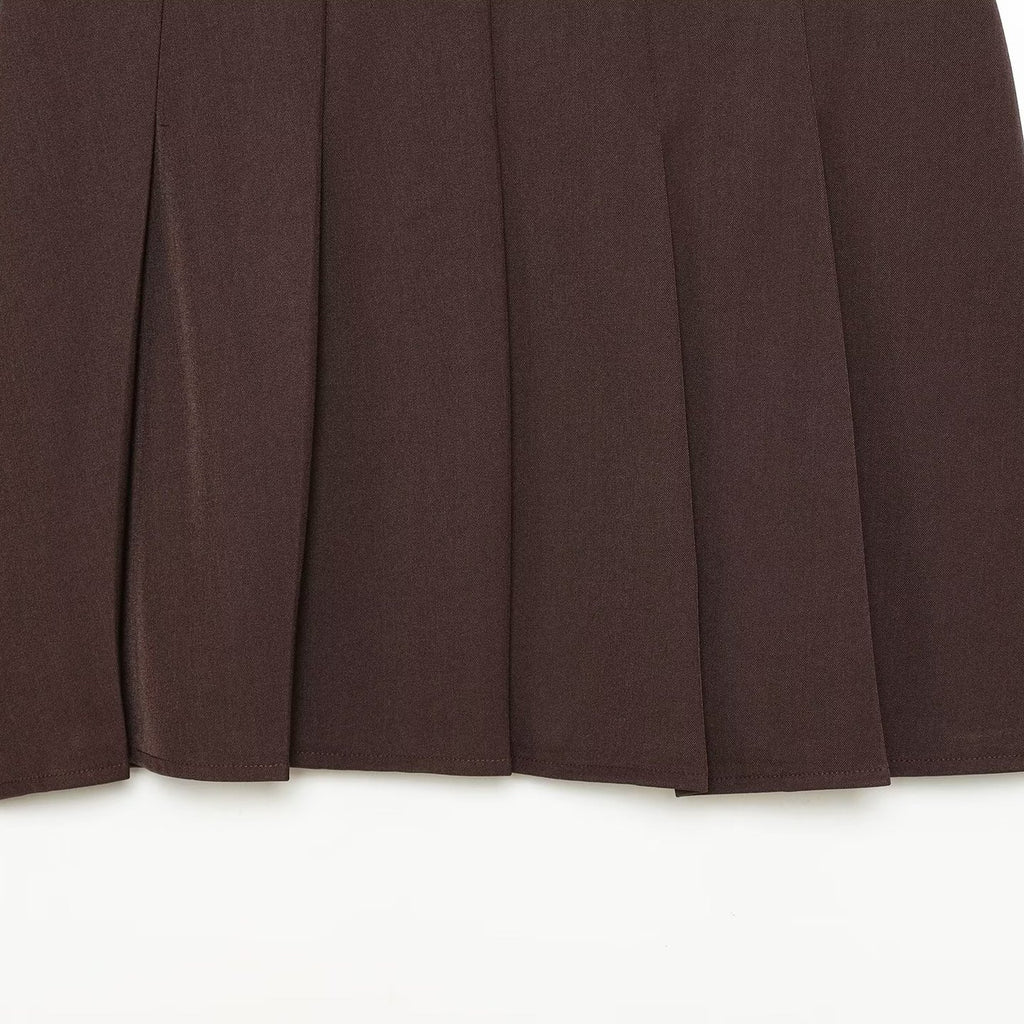 Style Solid Color Belted A-line Skirt for Women