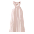 Elegant Satin Off-Shoulder Backless Bow Short Dress for Women