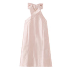 Elegant Satin Off-Shoulder Backless Bow Short Dress for Women