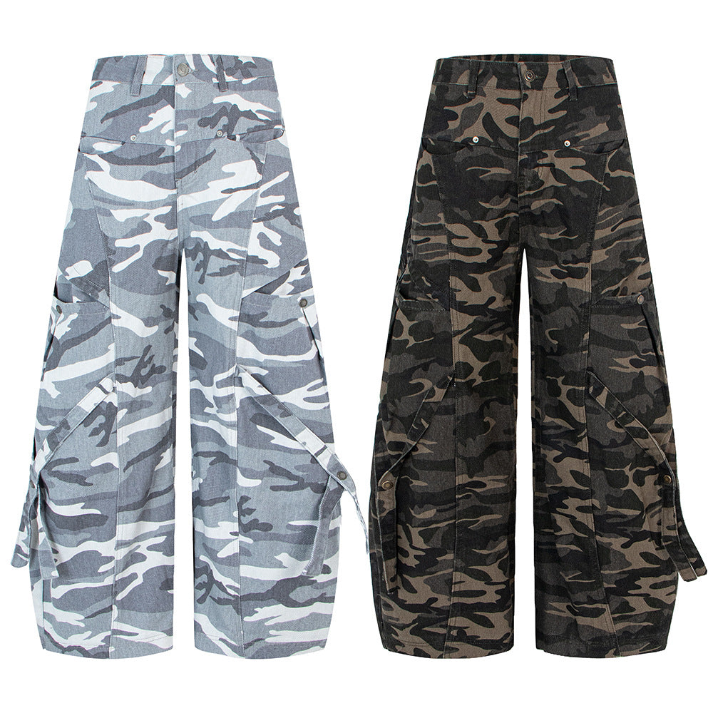 Vintage Distressed Design Oversized Knife-Style Casual Pants for Men and Women