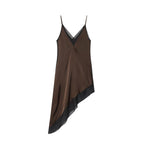 Style New Women's Fashion Satin Asymmetric Midi Dress