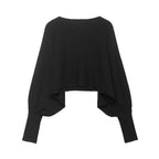 Bubble sleeve short knitted sweater for women