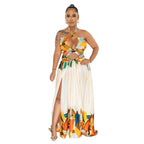 Fashion Women's Tie-front Sleeveless Wrap Bodycon Long Dress