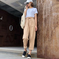 Casual Pants Women Student New Harem Pants With Belt Loose BF Style High Waist Wide Leg Long Pants Female