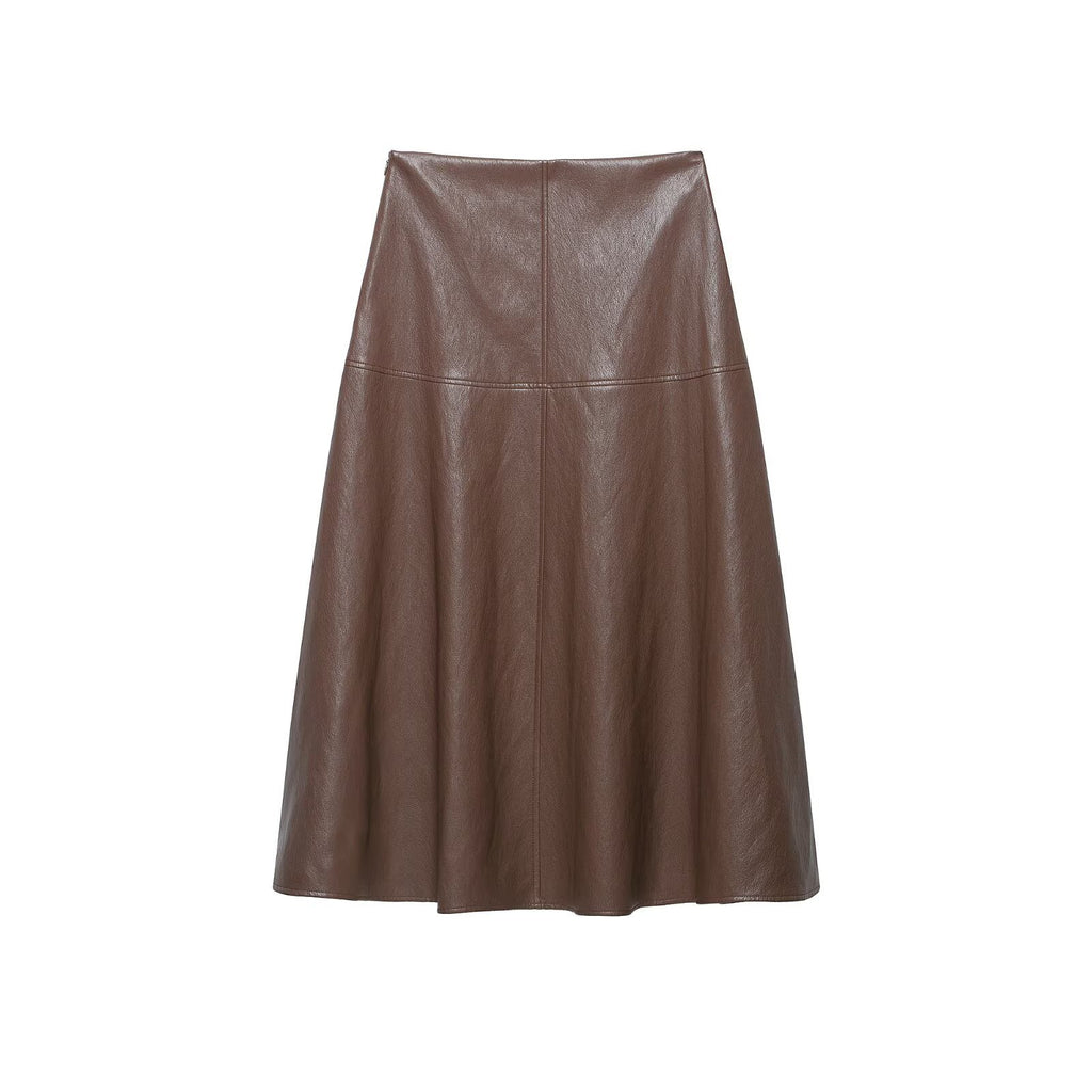 Imitation leather effect layered decorative skirt for women