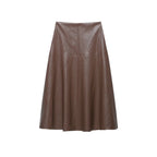 Imitation leather effect layered decorative skirt for women