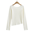 One neck slanted shoulder, off shoulder elastic slim fit top