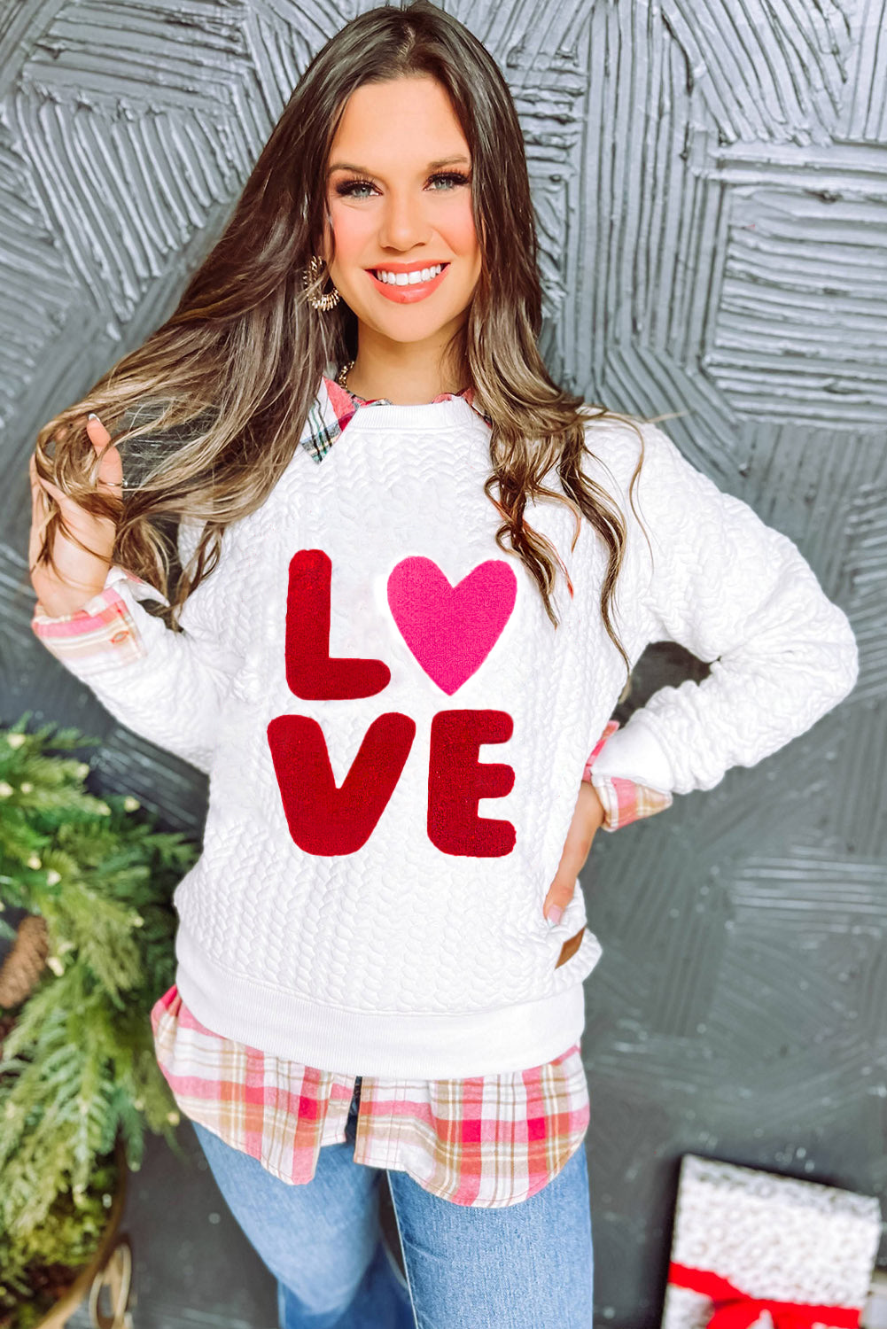 Dearlovers White Merry And Bright Cable Knit Pullover Sweatshirt