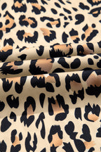 Parchment Leopard Drawstring Elastic Waistband Flowy Wide Leg Pants