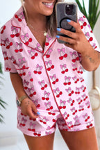 Pink Cherry/Bow Print Short Pajama Set