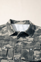 Green Camo Cargo Denim Vest