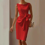Elegant Butterfly Knot DressShort SleeveOne Shoulder Design A-Line SilhouetteWomen's Dress