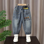 Loose Straight Leg Denim Pants for Boys