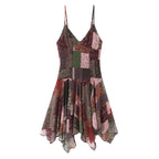 Retro style patchwork camisole dress