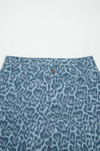 Brown Leopard Frayed Edge Wide Leg High Waist Jeans