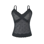 Polka Dot Lace Sleeveless Camisole Top with Built-in Pads