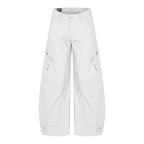 Vintage Distressed Design Oversized Knife-Style Casual Pants