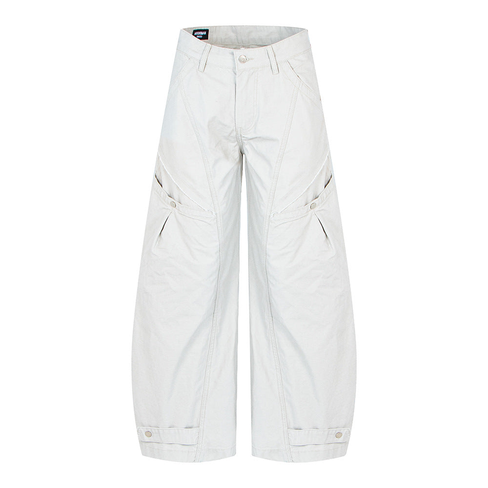 Vintage Distressed Design Oversized Knife-Style Casual Pants