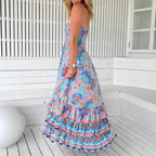 Style Sexy Fitted Multi-layer Ruffle Tiered Strapless Long Dress for Women