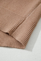 Straw Yellow Leopard Color Block Knit Round Neck Baggy Sweater