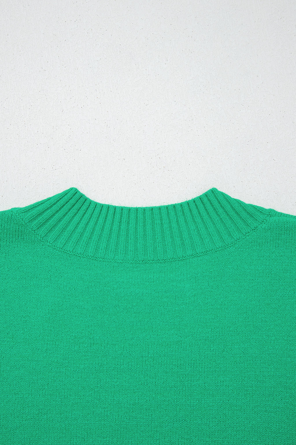 Sachet Pink Solid Color Ribbed Trim Round Neck Ruffle Short Sleeve Sweater