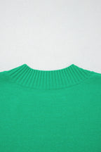 Sachet Pink Solid Color Ribbed Trim Round Neck Ruffle Short Sleeve Sweater