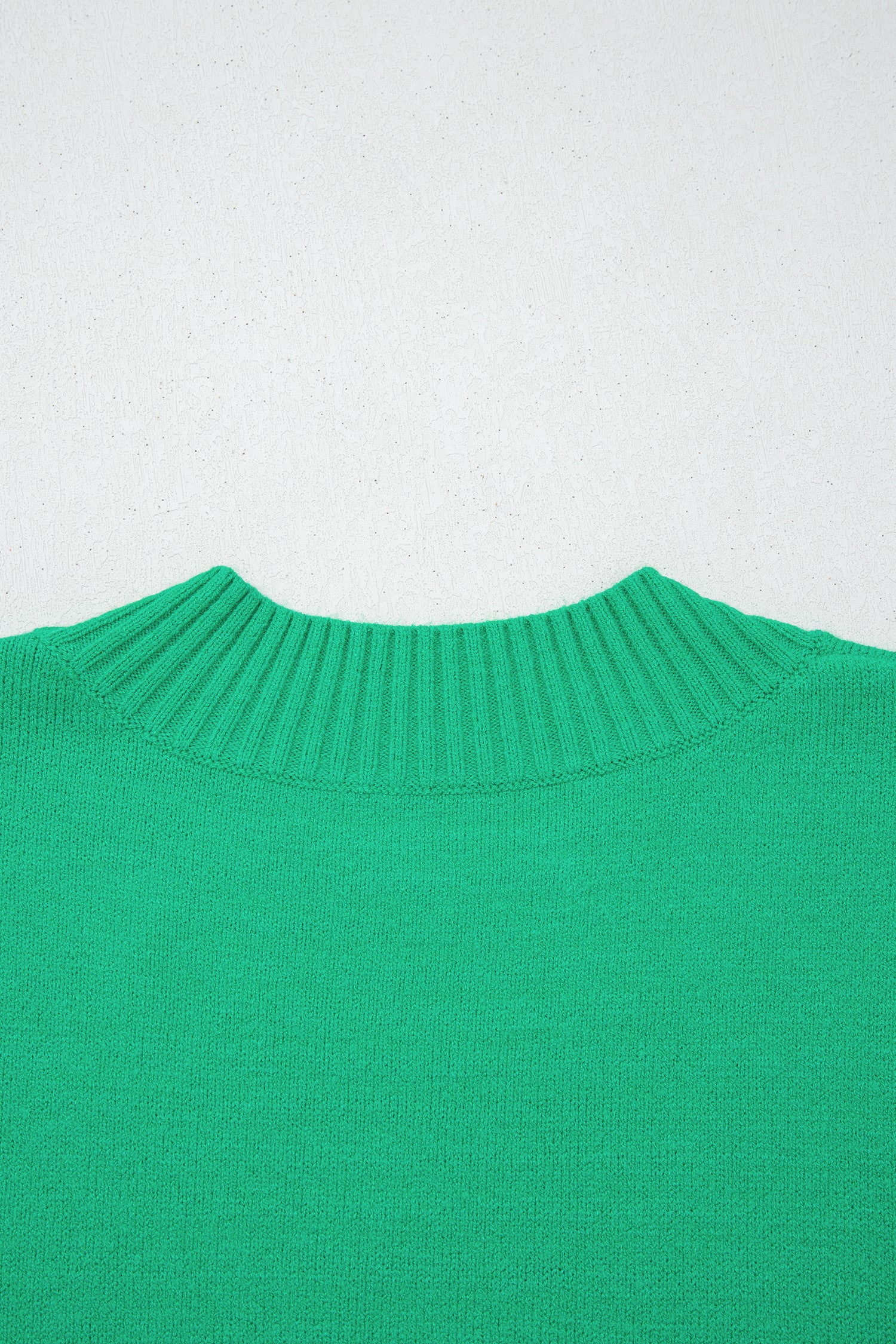 Sachet Pink Solid Color Ribbed Trim Round Neck Ruffle Short Sleeve Sweater