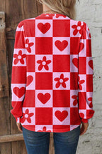Red Dotted Heart Festive Valentine Blouse