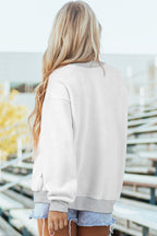 Apricot Oversize Drop Shoulder Reversible Mock Neck Sweatshirt